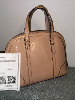 Gucci Patent Leather Satchel in Nude